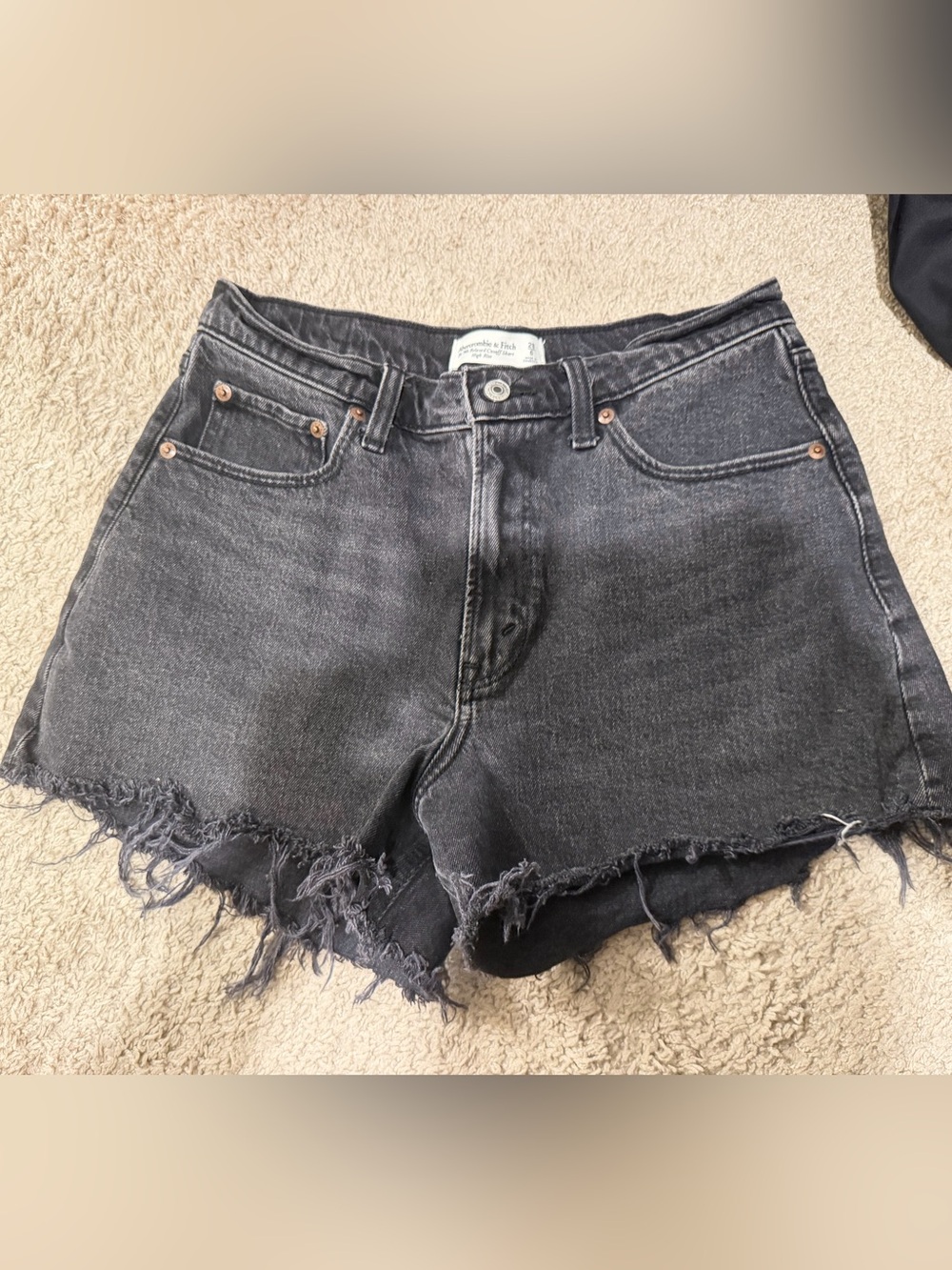 Abercrombie & Fitch Charcoal Distressed Denim Cutoff Shorts